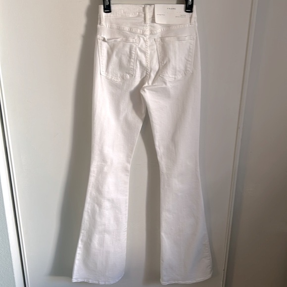 New FRAME High Rise Skinny Flared Fit White Stretch Denim Jean - Le High Flare - Picture 10 of 13